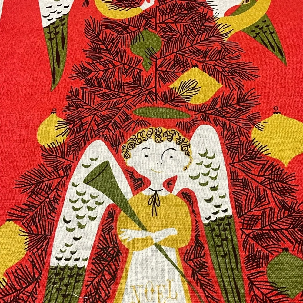 Michael Miller Fabric Panel Chinese Christmas Angel Tree Art Signed MCM Quilt